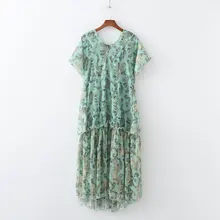 Женское шифоновое платье, лето, новинка, модное, с принтом, с рюшами, до середины икры, свободная одежда, Beho, платья для людей, Feminino Vestidos