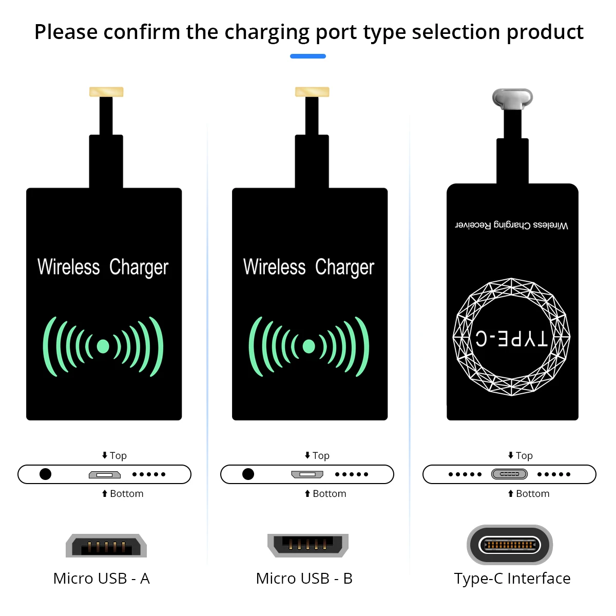 ANMONE беспроводной зарядный приемник Универсальный Android Micro usb type-C Qi Беспроводное зарядное устройство Модуль зарядного устройства для мобильного телефона