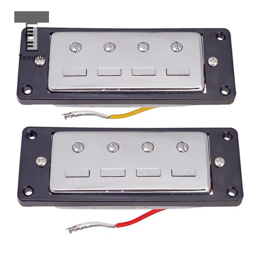 US $17.44 2pcs Plastic Electric Guitar Humbucker Pickups Bridge Neck Set with Black Frame for 4 String Electric Bass Pickups DIY Accessory