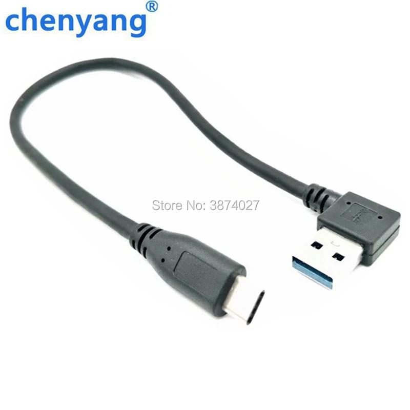 Кабель-переходник type-C-USB3.0 A male type-A male to USB3.1 type-C 90 градусов прямоугольный изогнутый короткий кабель 30 см