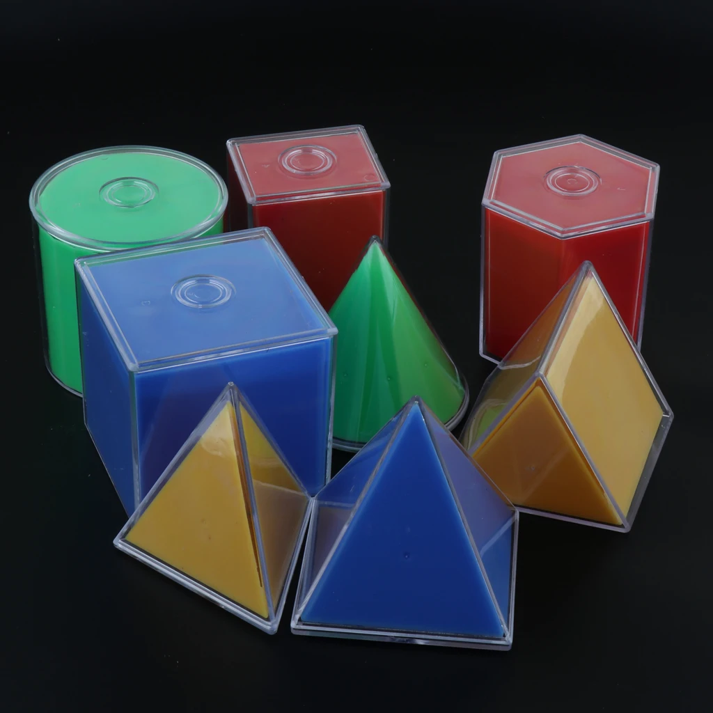 

8Pcs Multi-Color Detachable Geometric Solids, Kids Toddlers Montessori Math Learning Toy Kit