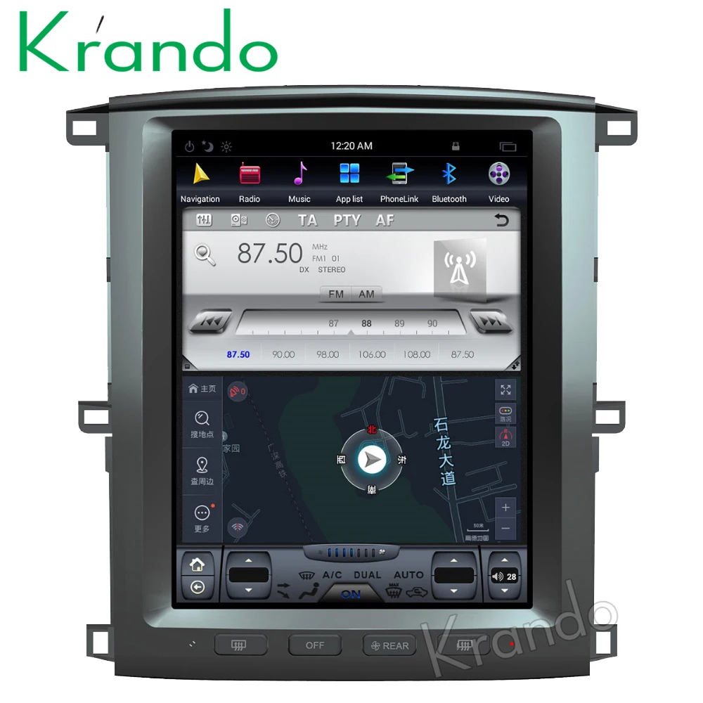 Discount Krando Android 8.1 12.1" Vertical screen car multimedia player GPS for Toyota Land Cruiser lc100 2002-2007 navigation system BT 5