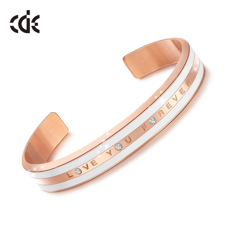 CDE 18K Rose Gold Bracelets Bangles Embellished with crystals from