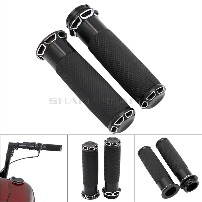 

NEW Motorcycle Rubber Hand Grips HandleBar For Harley Sportster Iron XL883 XL1200 Softail Fat boy Dyna Street Bob V-Rod Touring