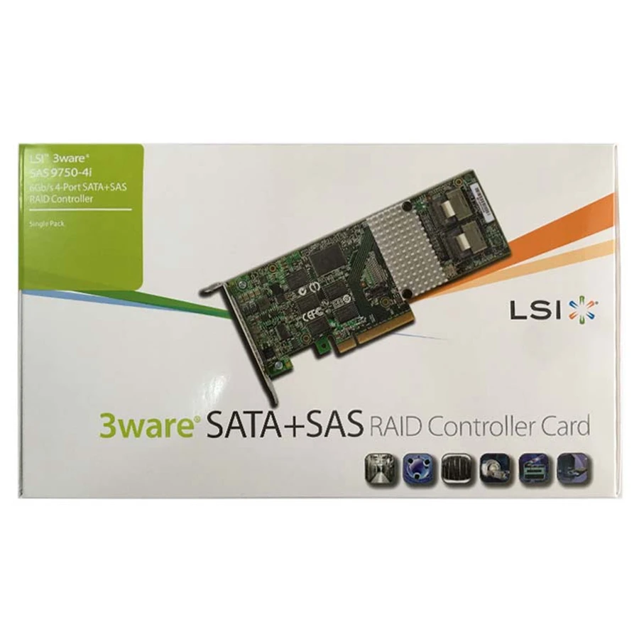 Eastforfuy Avago LSI 3ware SAS 9750-4I LSI00215 кабели используются 8 портов 512 МБ кэш SFF8087 RAID0.1.5.6 PCI-E2.0x8 плата контроллера