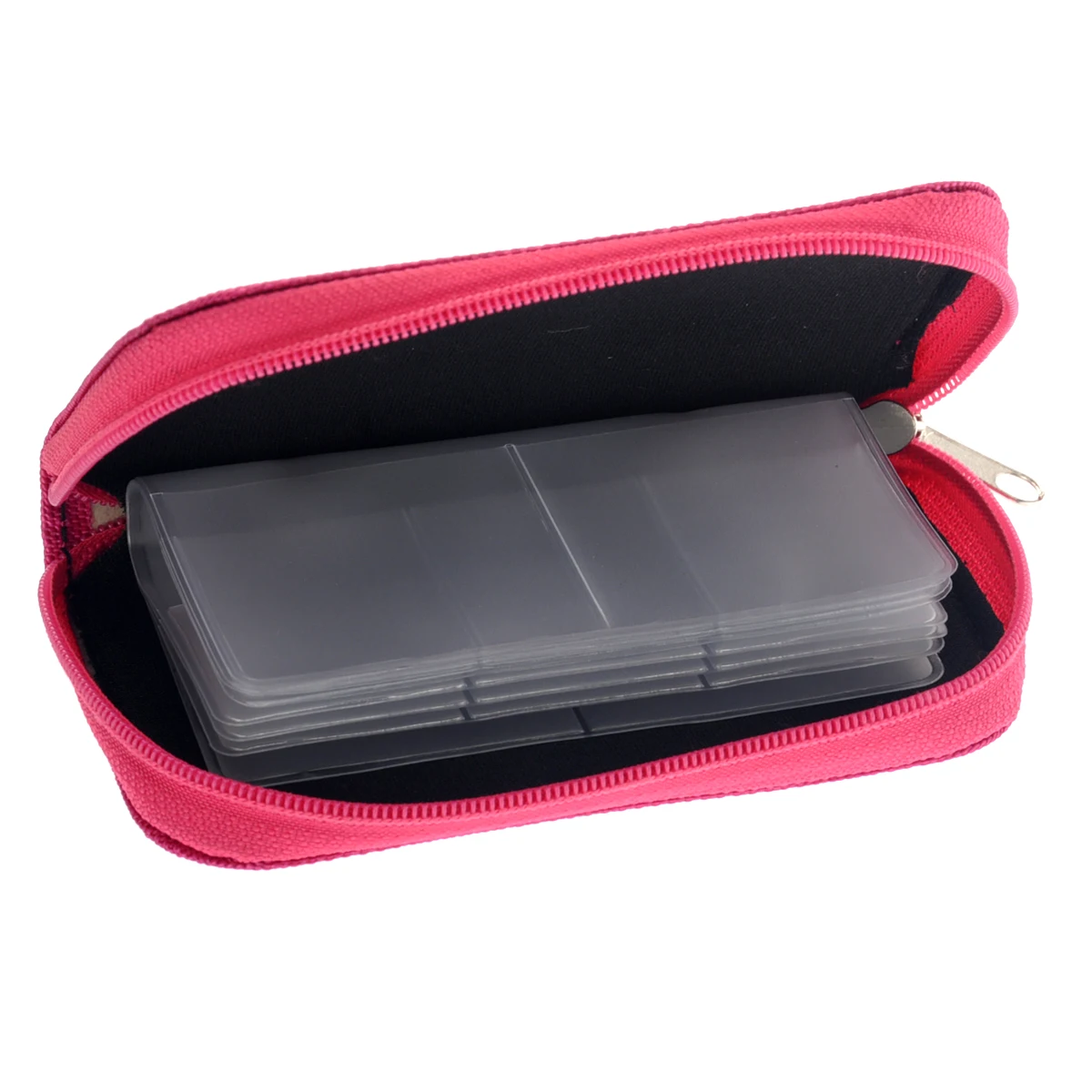 

Portable 22 Slots SD SDHC MMC CF Micro SD Memory Card Holder Pouch Case Zippered Storage Bag Protector (Rosy)