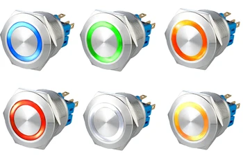 

10 pieces 25mm electric Switch 3V 6V 12V 24V 36V 110V 230V Angel Eye Ring LED Waterproof Stainless Steel Round Metal Switch