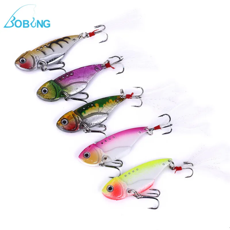 Bobing 5pcsset 5.5cm 11g Fishing Lure Quick Sinking Metal VIB Spoon Bait Bass Fishing Lure Artificial Bait Lure Fishing Tool