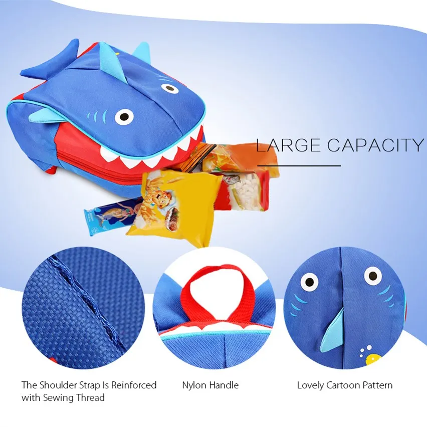 

Shark Pattern Secure Children School Bag Portable Lovely Large Capacity With Lovely Cartoon Pattern Backpacks For Kids
