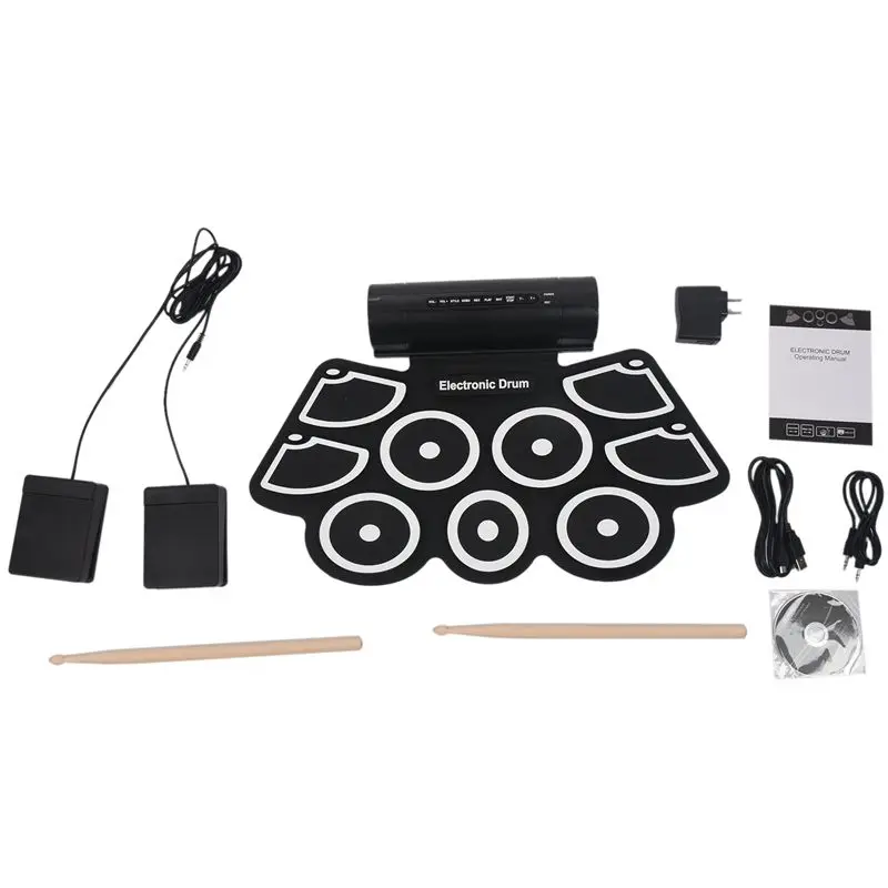 ABGZ портативный свернутый Электронный USB MIDI барабан набор комплектов 9 колодок