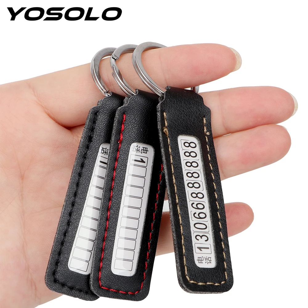

YOSOLO Anti-lost Car Keychain Phone Number Plate Key Ring Gift Phone Number Card Keyring Auto Vehicle Key Chain