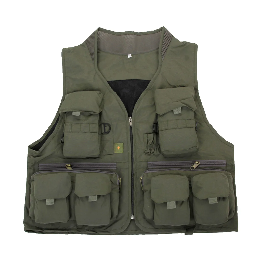 

High Quality Waterproof Multi Pocket Outdoor Photography Hunting Fishing Vest Jacket XXL Army Green