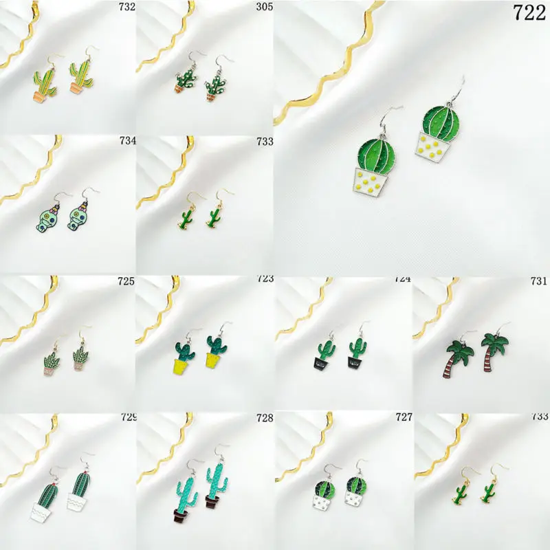 Hook Pendant Dangle Drop Cactus Statement Rainbow coconut tree Butterfly Potted Love Earrings Jewelry Eardrop | Украшения и