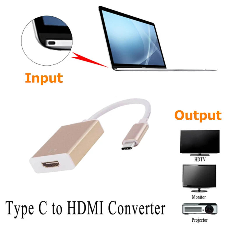 Trumsoon Type C USB-C to HDMI USB-C USB3.0 Converter USB3.1 HUB Adapter Extender 1080P for Macbook 12' Chromebook Pixel TV Trumsoon Type C USB-C to HDMI USB-C USB3.0 Converter USB3.1 HUB Adapter Extender 1080P for Macbook 12' Chromebook Pixel TV