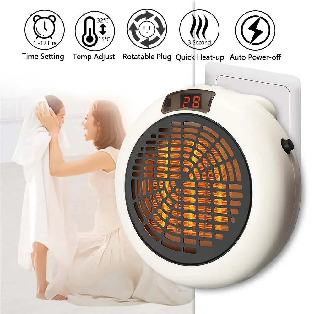 

900W White Electric Heater Fan Warmer Desktop Household Wall Handy Heater Stove Radiator Warmer Machine 110V- 240V