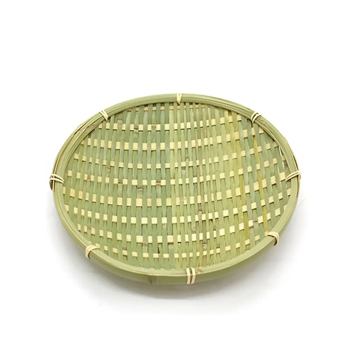 

Bamboo Round Fruit Plate Handmade Storage Tray Hand Knitting Bread Basket Food Fruit Basket Hotel Hotel Dining Tray