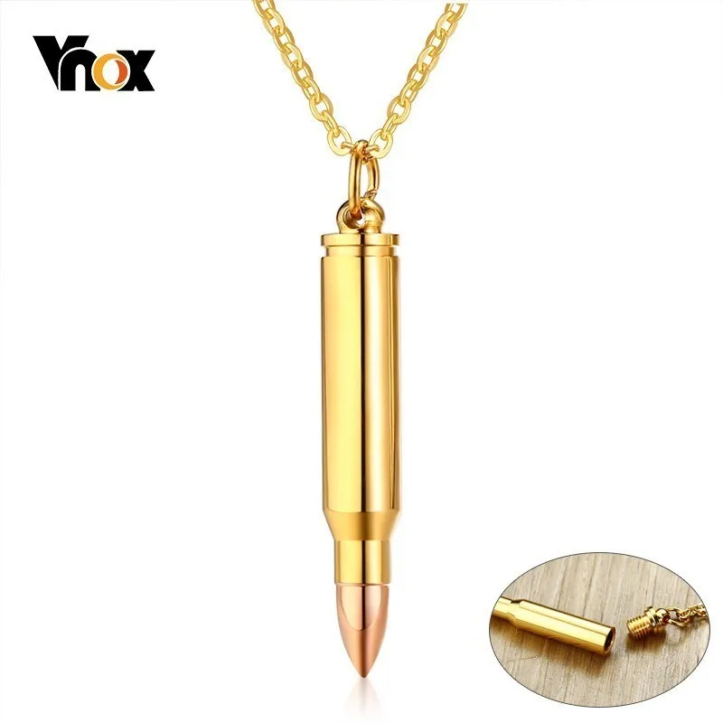 

Vnox Unique Can Be Opened Bullet Necklace for Men Male Accessories collar masculino