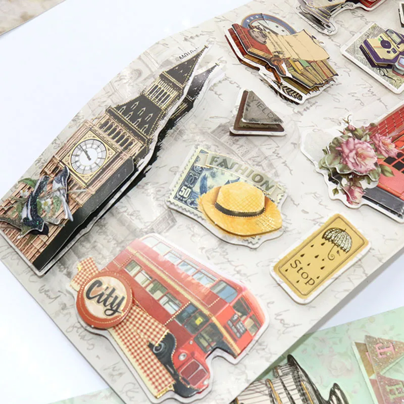 

Cute Landscape Stickers Novelty 3D Adhesive Stickers Kawaii Vintage Stationery Stickers Kids DIY Diary Scrapbooking Photo Ablums