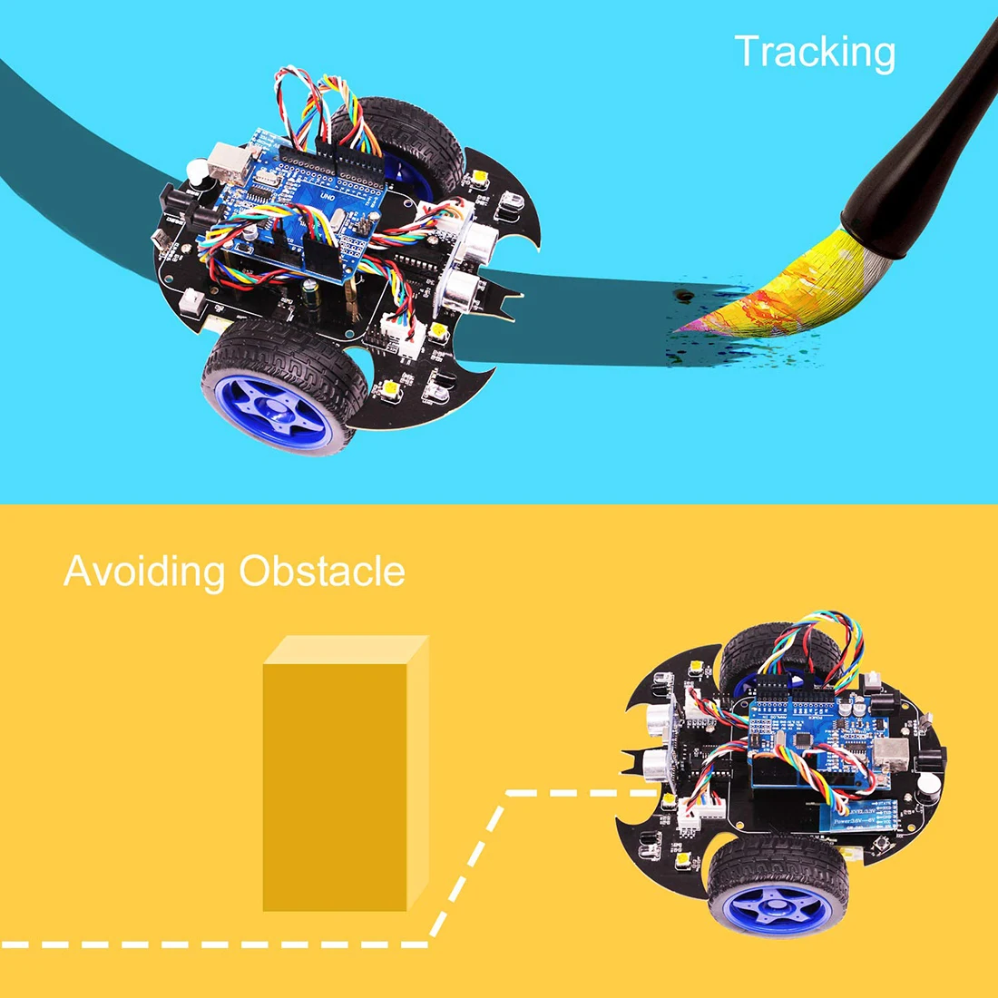  Bat Smart Robot Car Project Complete Starter Tutorial High Tech Programmable Toy for Arduino (Inclu - 32968600346