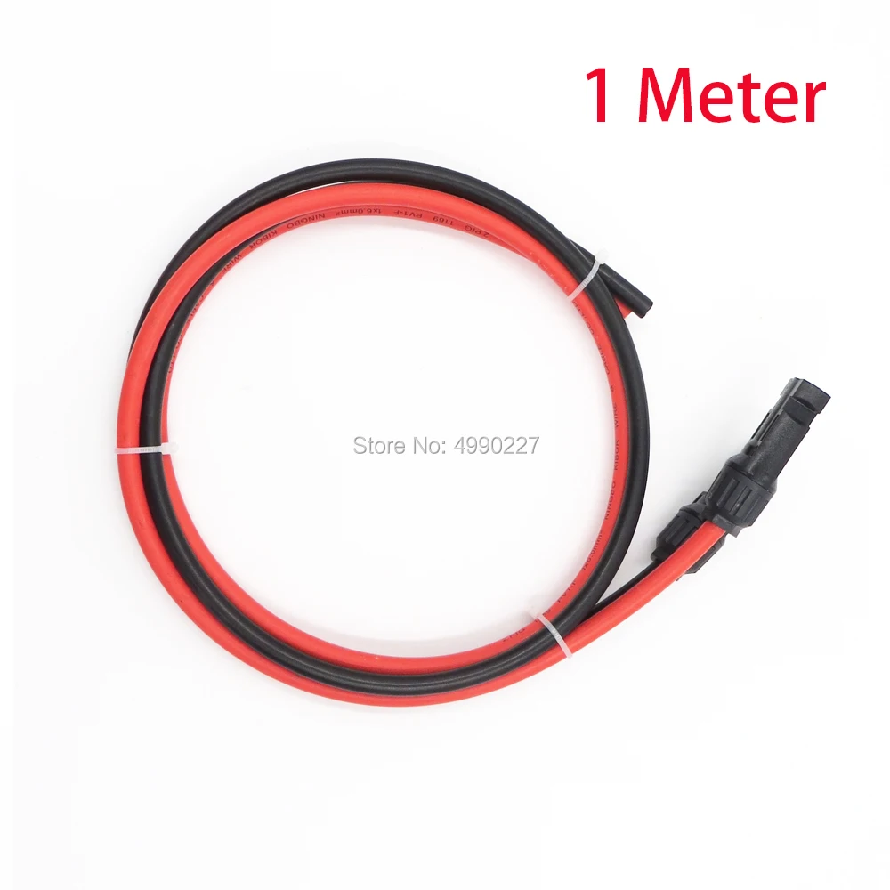 

1 Meter 4mm2/12AGW MC4 Connector Extension Connect Plug branch black+red parallel Series extend cable grid connected PV System