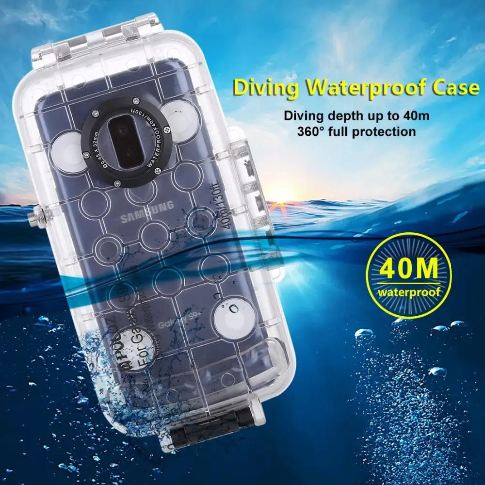 

DSstyles PULUZ 40m/130ft Waterproof Fitted Case Diving Housing Underwater Cover Case for Samsung Galaxy S9 S9 Plus