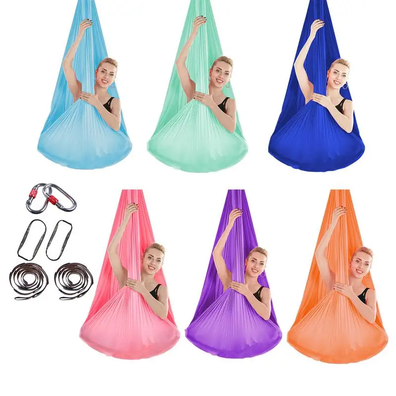 

Stretchy Aerial Hammock with Extended Carabiner Indoor Silk Anti - Gravity Yoga Set Elastic Swing Latest Belts for Training Spor