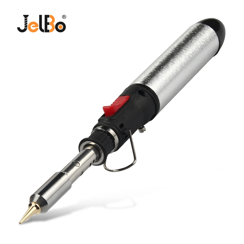 

JelBo 1300 Degree Gas Blow Torch Soldering Solder Iron Cordless Butane Tip Tool Welding Pen Burner 12ml Welding Soldering Kit