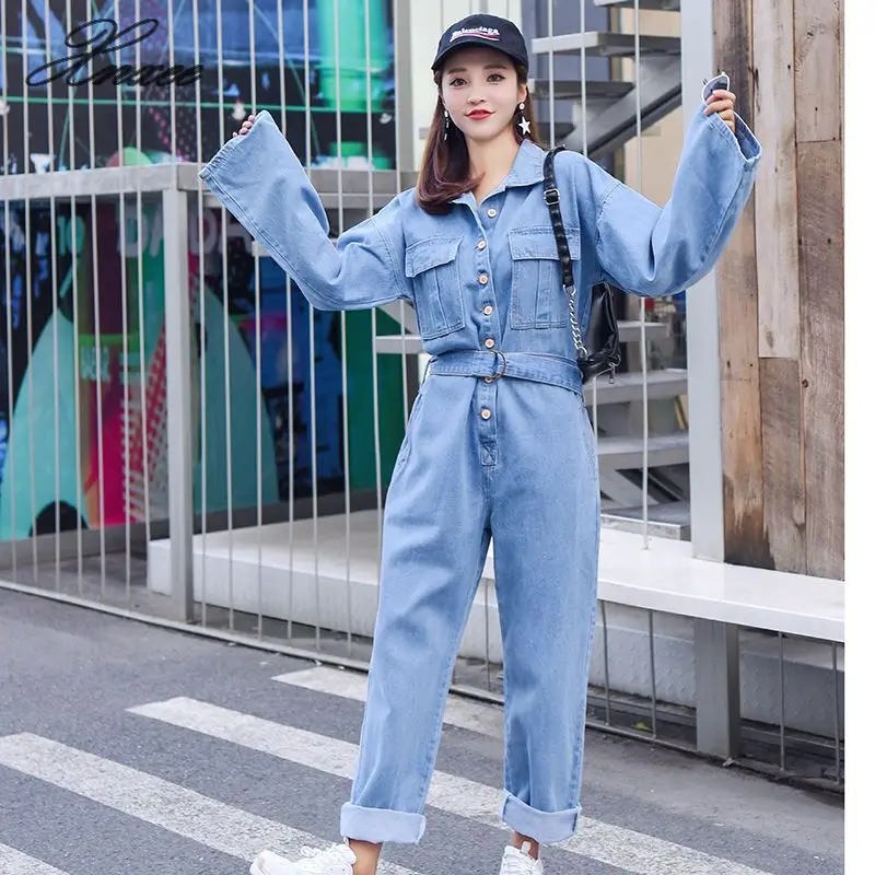 Fashion Streetwear Style Denim Overalls Women 2019 Autumn Long Sleeve Bodysuit High Waist Jeans Bodycon Romper Wide Leg Jumpsuit Fashion Streetwear Style Denim Overalls Women 2019 Autumn Long Sleeve Bodysuit High Waist Jeans Bodycon Romper Wide Leg Jumpsuit