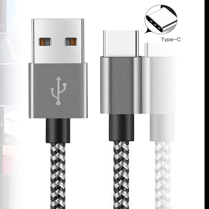 Нейлон 3A USB Type C 1 м 2 кабель для Samsung Galaxy S10 S9 Plus Xiaomi Mi 8 6 MAX 3 LG передачи данных быстрой