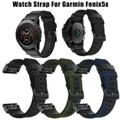 Высокое качество пояса из натуральной кожи холст Quick Release Fit замена часы ремешок для Garmin Fenix 5X кожаный ремешок