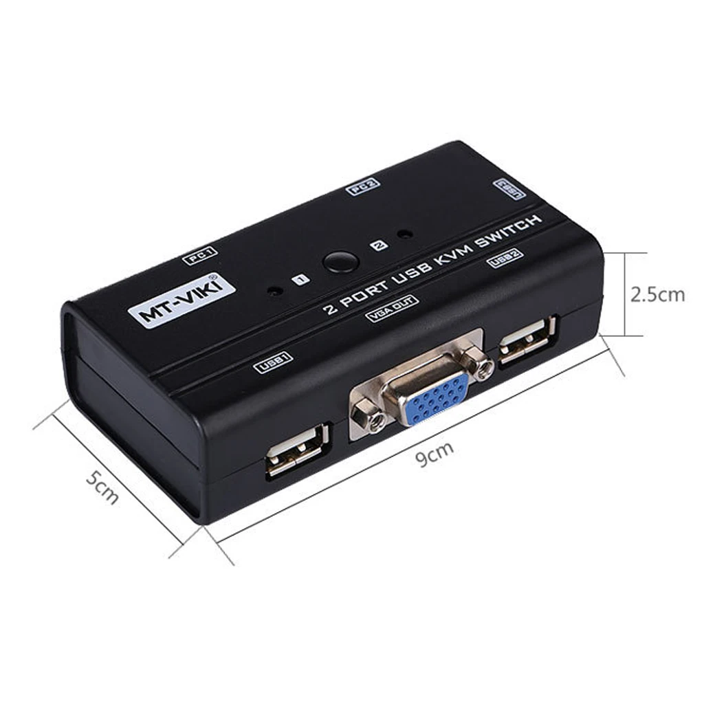 Переключатель Dovewill с 2 портами USB 0 VGA KVM кабельный коммутатор для видео и