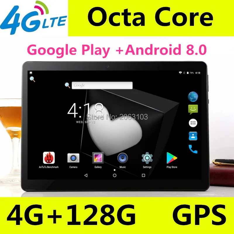  2019 newest 10.1 inch tablet pc Android 8.0 RAM 4GB ROM 128GB Dual SIM Bluetooth GPS 1920*1200 IPS 