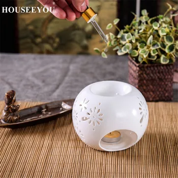 

Hollow White Porcelain Incense Burner Candles and Essential Oil Burner Incense Holder Home Aroma Furnishing Decor Air Clean
