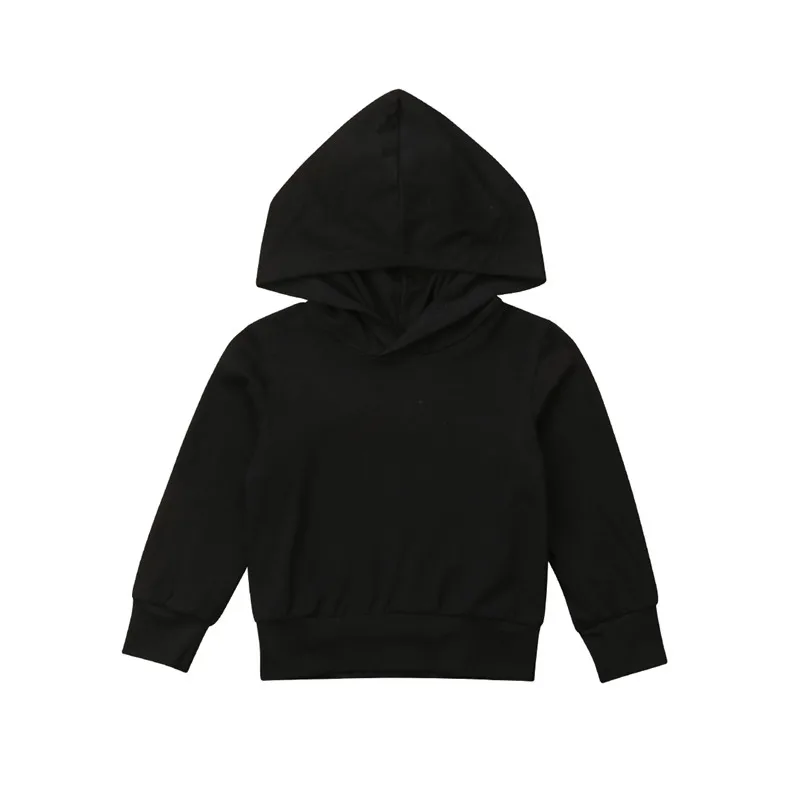 Black Fashion Baby Boys Hooded Sweatshirts Cotton Solid Kids Hoodies