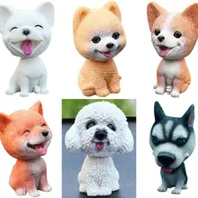 1pc Car Interior Pendant Shaking Head Pet Dog Shape Resin Ornaments Swing Dog Cartoon Doll Kawaii Cute Tumbler Car Decoration