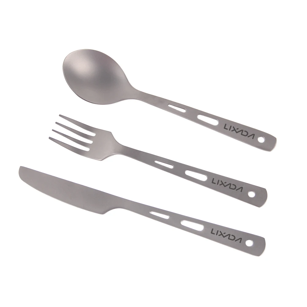 

Lixada 3 Piece Cutlery Set Titanium Outdoor Camping Hiking Picnic Spoon Knife Flatware Fork For Camping Tableware Equipment