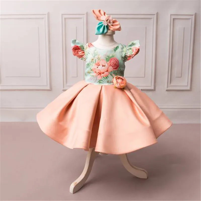 

1-5T Toddler Kids baby Girl Formal Flower Dress Elegant Cute Princess Wedding Party Birthday Floral Dress vestido meisjes jurk