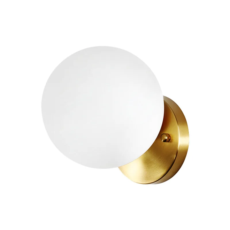 

Simple Glass Ball Led Wall Light Loft Designer Studio Living Room Mirror Lights Corridor Lantern Individual Bedside Wall Lamp