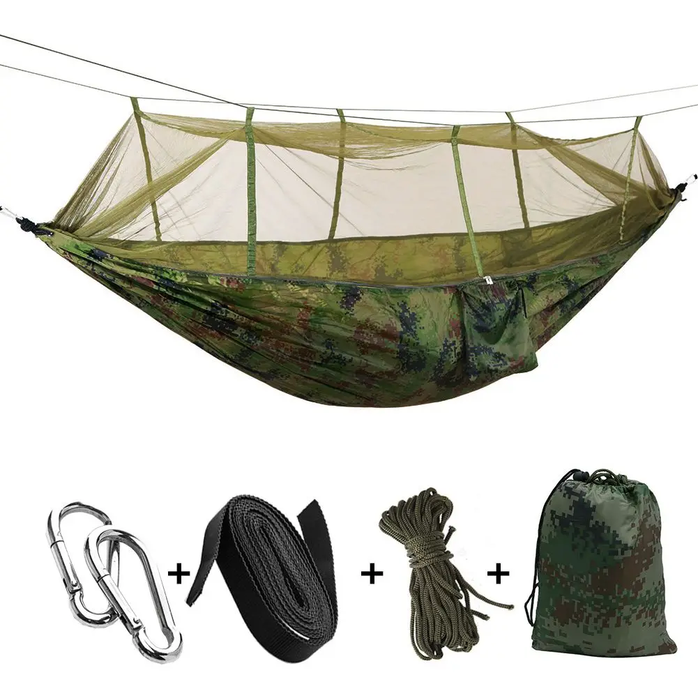Portátil de Alta Bed com Mosquiteiro para Dormir Resistência Tecido Parachute Camping Hammock Hammock Hanging