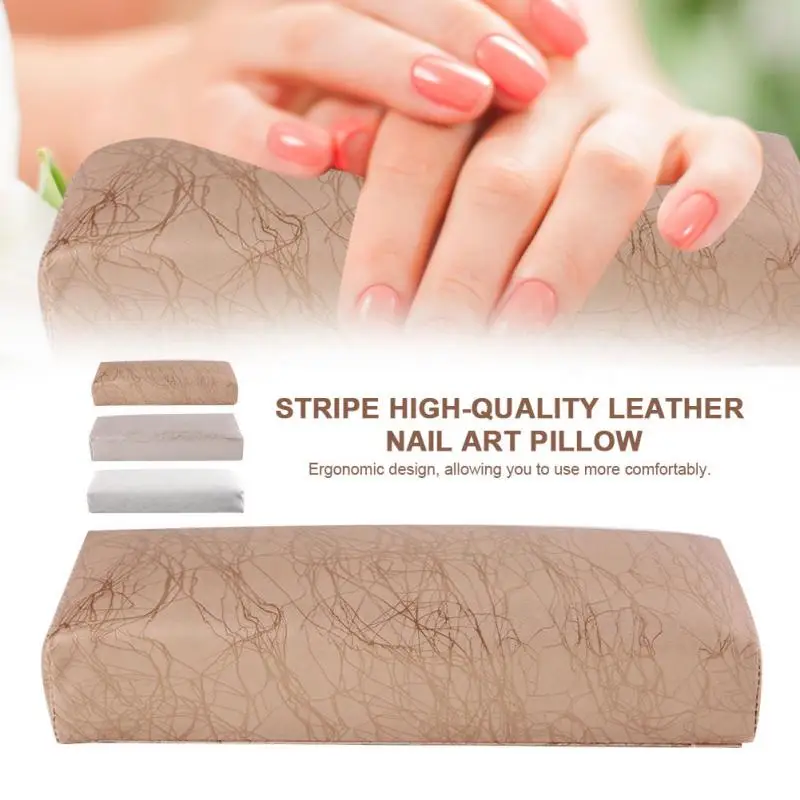 

3 Colors Manicure Pillow Stripe Leather Hand Pillows Cushion Pillow Nail Arm Towel Rest Tool Armrest Nail Art Manicure