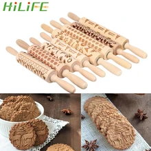 HILIFE 43 см/35 см рождественское тиснение деревянная Скалка олень; Снежинка печенье выпечка печенья торт тесто выгравированный ролик