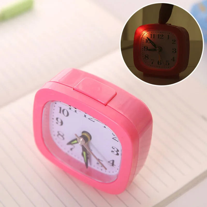 Rectangle/Square/Round Shape Small Quartz Alarm Clock Bed Compact Stylish Accs