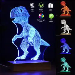 Динозавр ночник 3D Led USB 4 цвета настольная лампа Creat цветная оригинальная Ночная Подсветка лампа