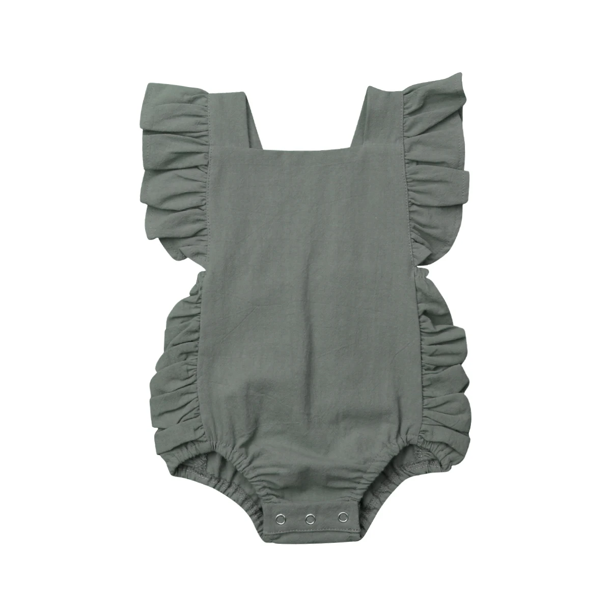 Summer Newborn Baby Girl Ruffle Sleeveless Cute Solid Jumpsuit - Image 5