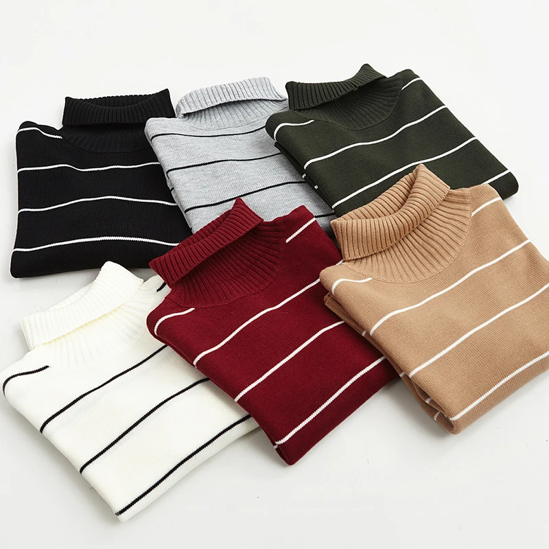2018 New Arrival Women Casual Pullovers Sweaters Knitted Sweater Autumn Loose Striped Turtleneck Sweaters 6 Colors 2018 New Arrival Women Casual Pullovers Sweaters Knitted Sweater Autumn Loose Striped Turtleneck Sweaters 6 Colors