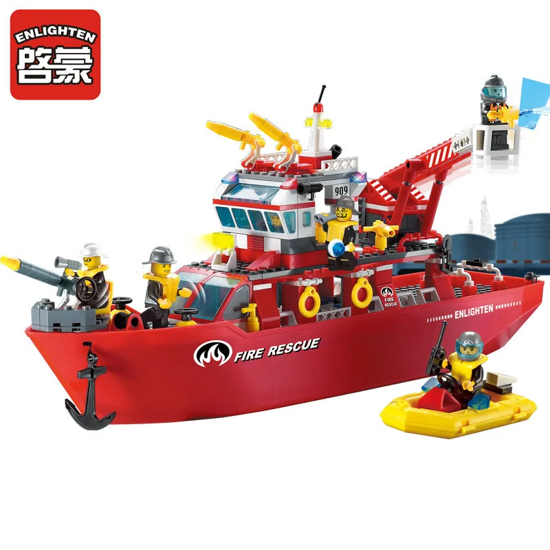 

909 Building Block Fire Control Series Luban Alpinia Oxyphylla Plastic Building Block More Function Fire Control Ship Toys