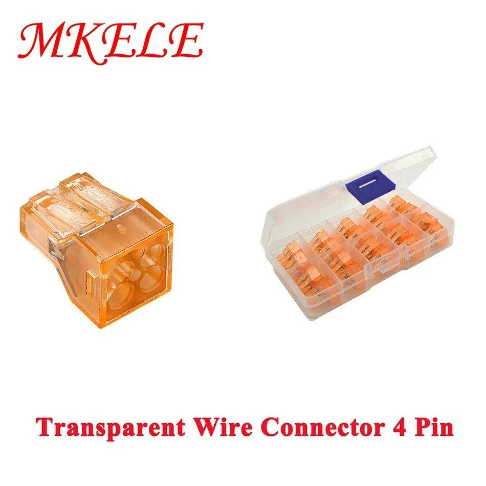 

20PCS MKELE 4pin Cable Terminal Block Connector Push Wire Conectores MKVSE-104 Transparent Quick Wire Connector