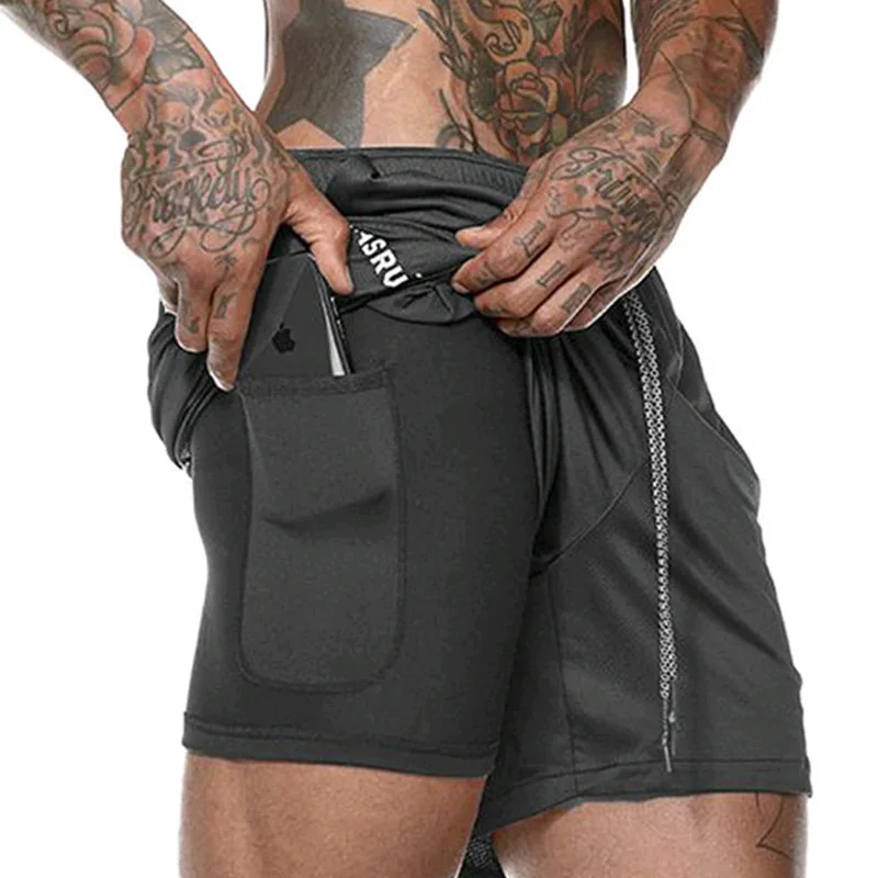 ASRV New Men's Double layer Shorts Liner Style Training Fitness