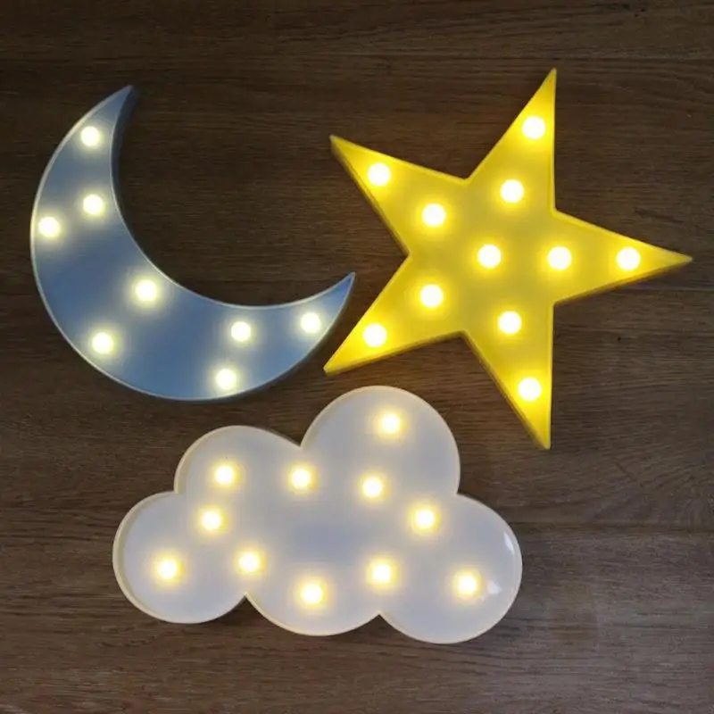Милым изображением облачка, с изображением луны и звезд, светодиодный 3D ночной Светильник Милые Дети игрушка в подарок для детские, для малышей Спальня украшения настенные лампы внутреннего Добро пожаловать, Прямая поставка