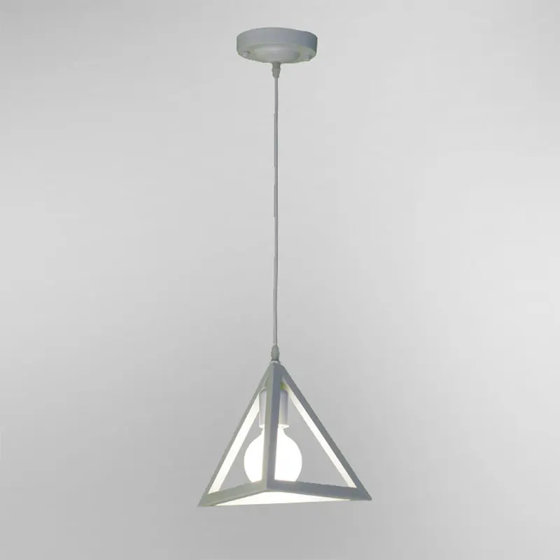 

3D Metal Cage Loft Pyramid Lamp Geometry pendant lights Minimalist Retro light Metal Hanging Lamp with 5W LED bulb B0